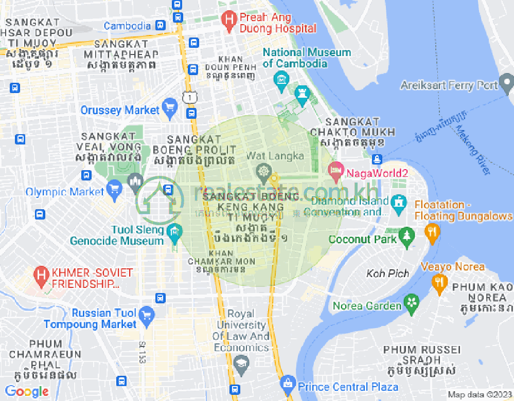 万景岗1分区（BKK1), 波哥堪, 金边地图