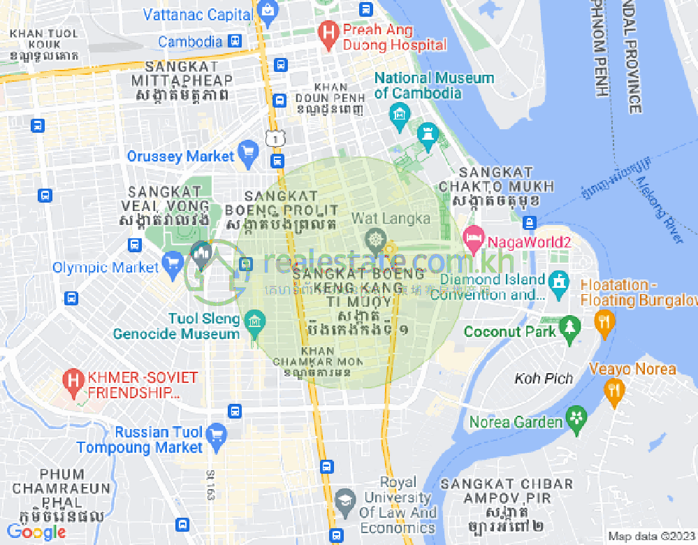 만경강1부구(BKK1), 벙껭깡, 프놈펜 지도
