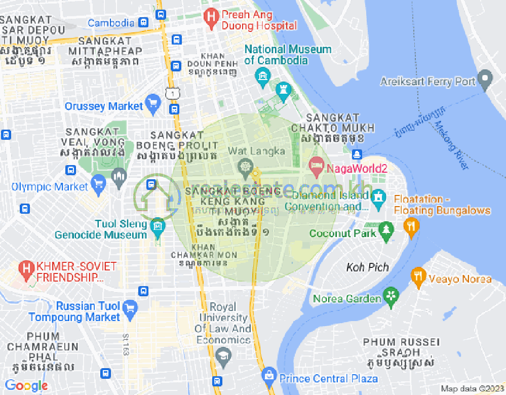 万景岗1分区（BKK1), 波哥堪, 金边地图