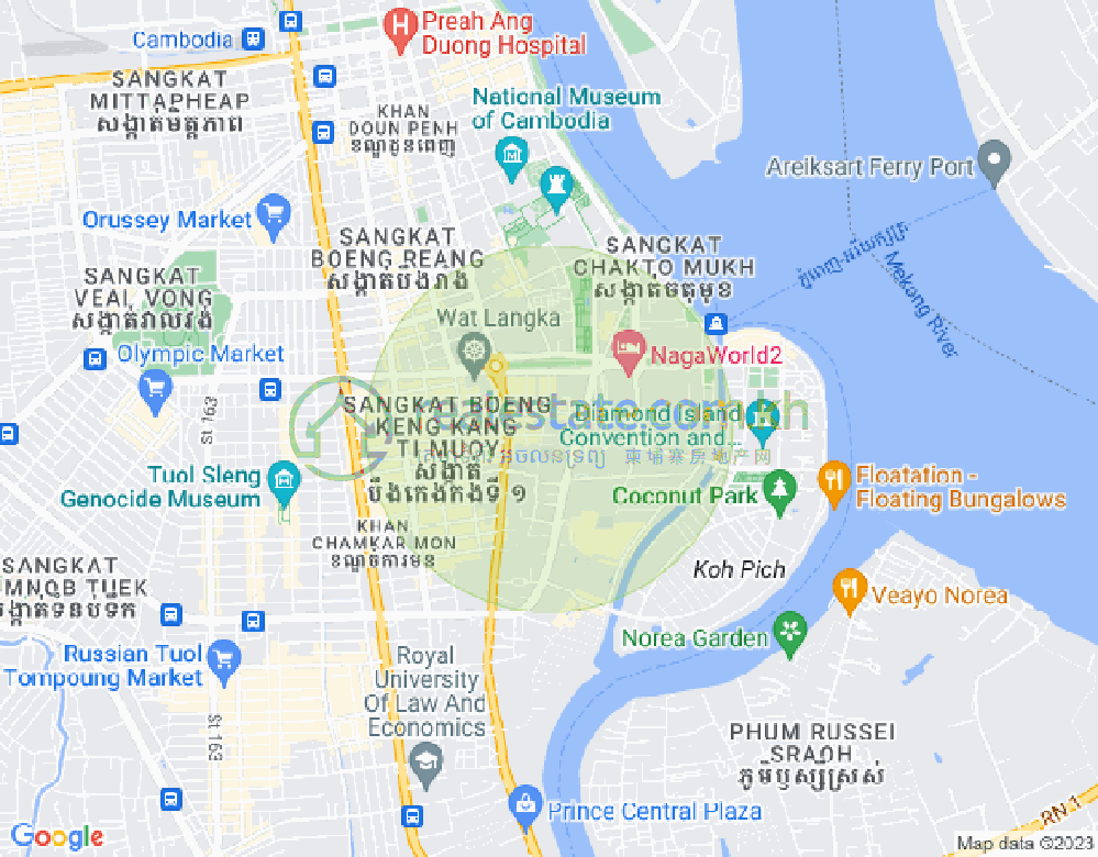 万景岗1分区（BKK1), 波哥堪, 金边地图