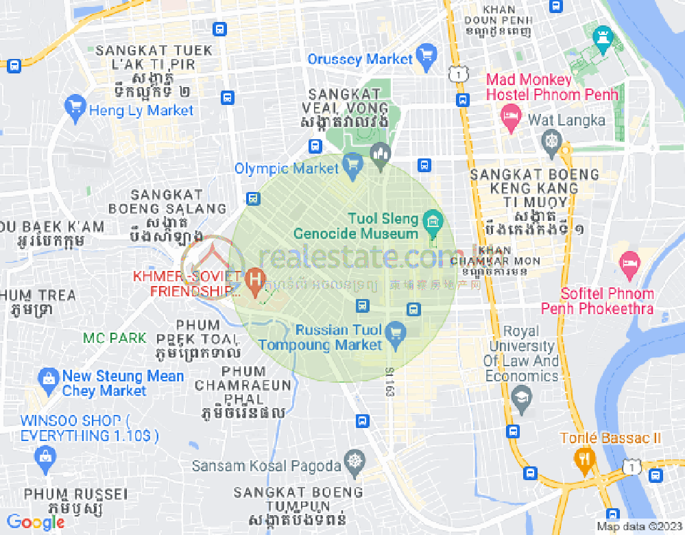 万景岗1分区（BKK1), 波哥堪, 金边地图