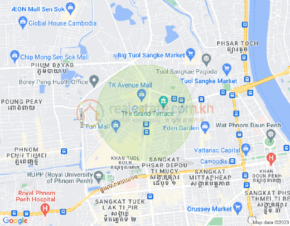 Map of Boeung Kak 1, Toul Kork, Phnom Penh