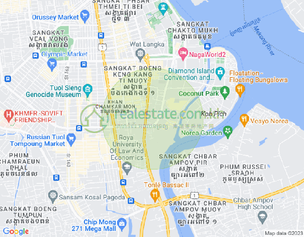 백색하구역, 짬까몬, 프놈펜 지도