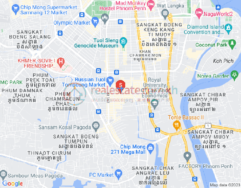 Carte de Tonle Bassac, Chamkarmon, Phnom Penh