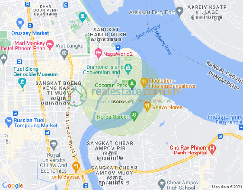 Map of Tonle Bassac, Chamkarmon, Phnom Penh