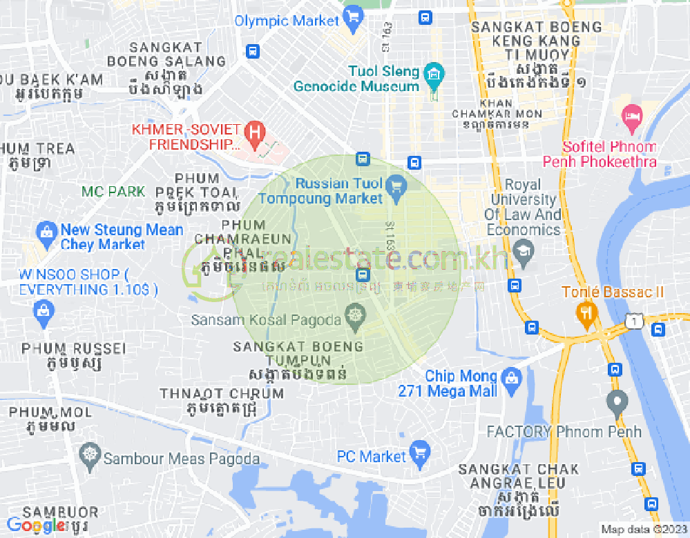 Tumnob Tuek镇, 波哥堪, 金边地图