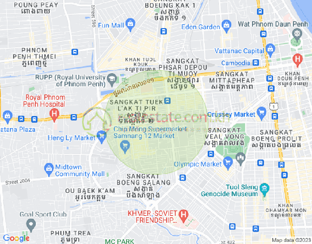 Tuek L'ak 2区, 堆谷区, 金边地图