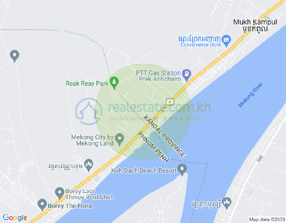 Preaek Anhchanh县, Mukh Kampul市, 干拉省地图