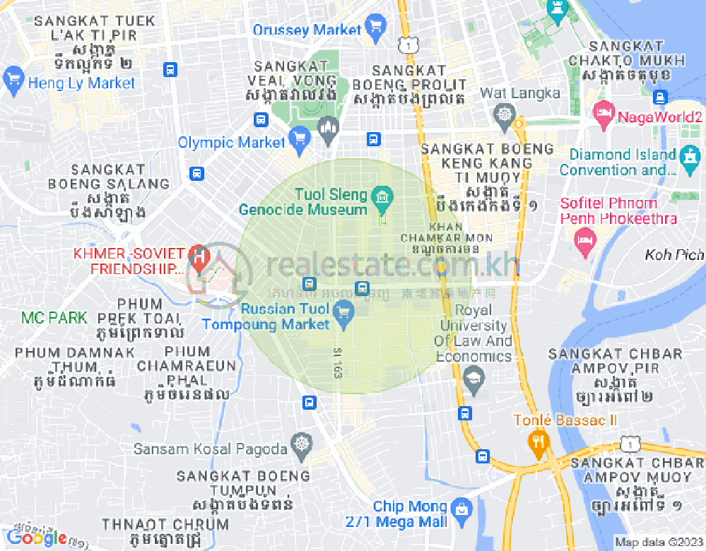 Mapa: Boeung Kak 1, Toul Kork, Phnom Penh