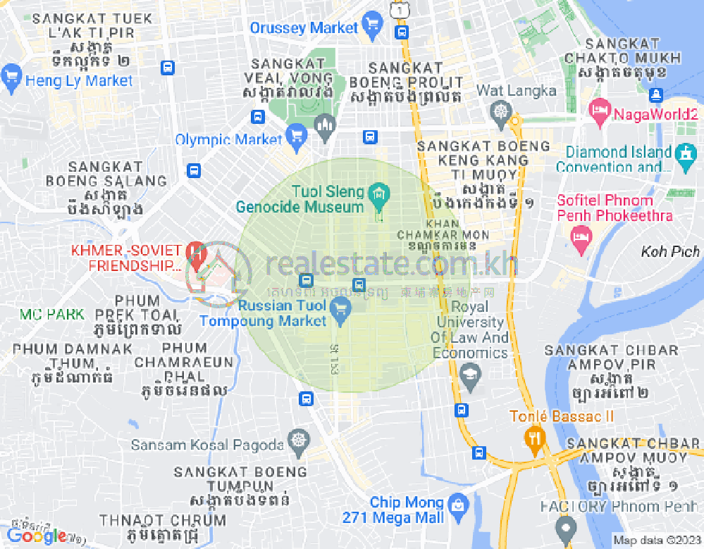 Mapa: Boeung Kak 1, Toul Kork, Phnom Penh
