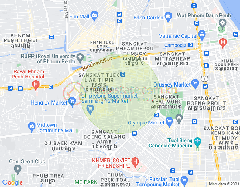 Mapa: Boeung Kak 2, Toul Kork, Phnom Penh
