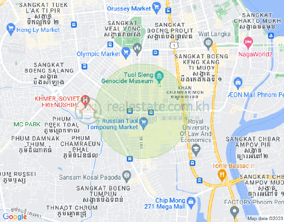 Mapa: Boeung Kak 1, Toul Kork, Phnom Penh