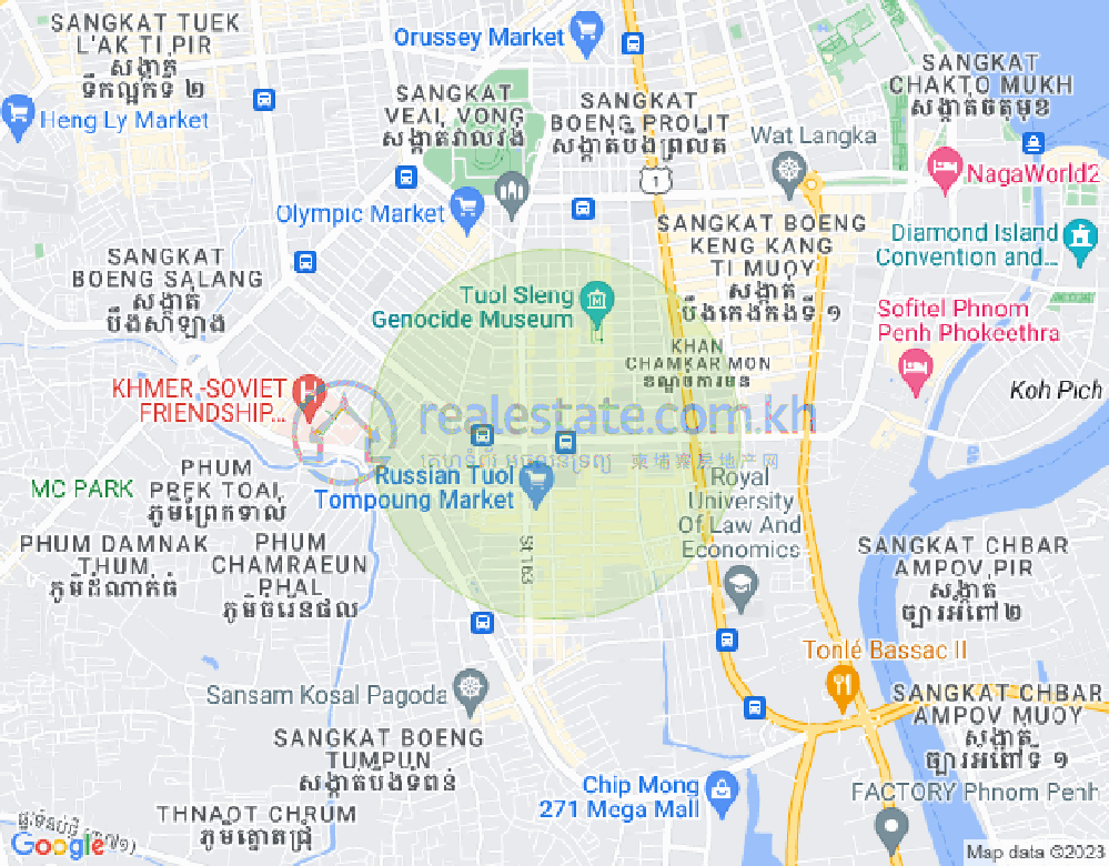 Mapa: Boeung Kak 1, Toul Kork, Phnom Penh