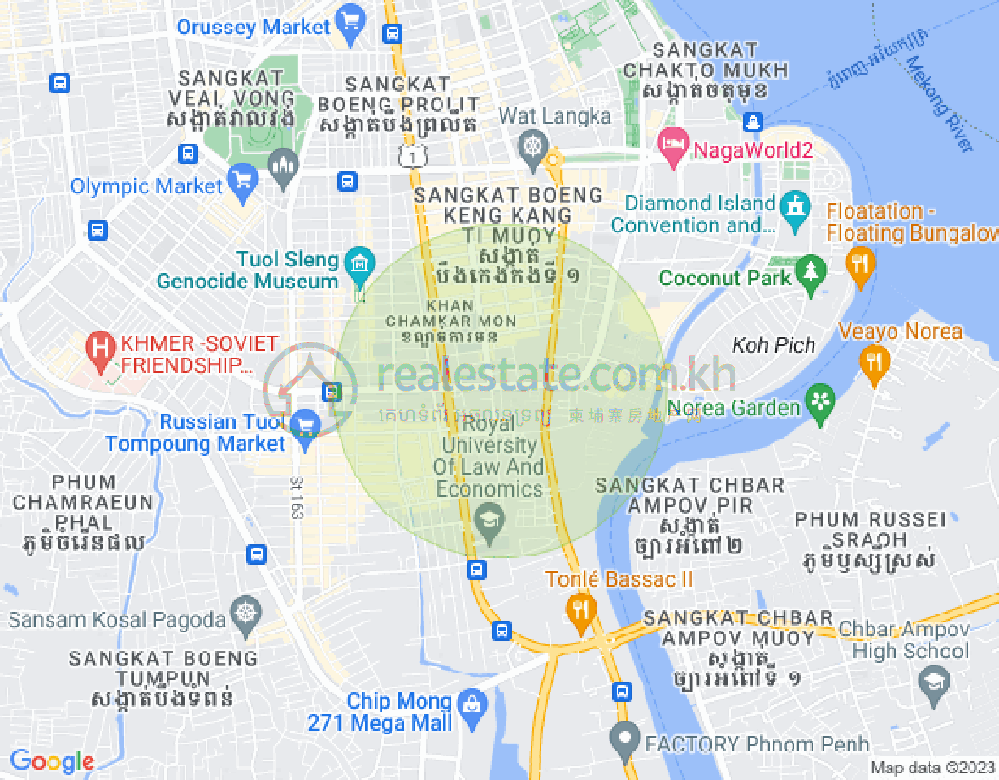 Mapa: Boeung Kak 1, Toul Kork, Phnom Penh