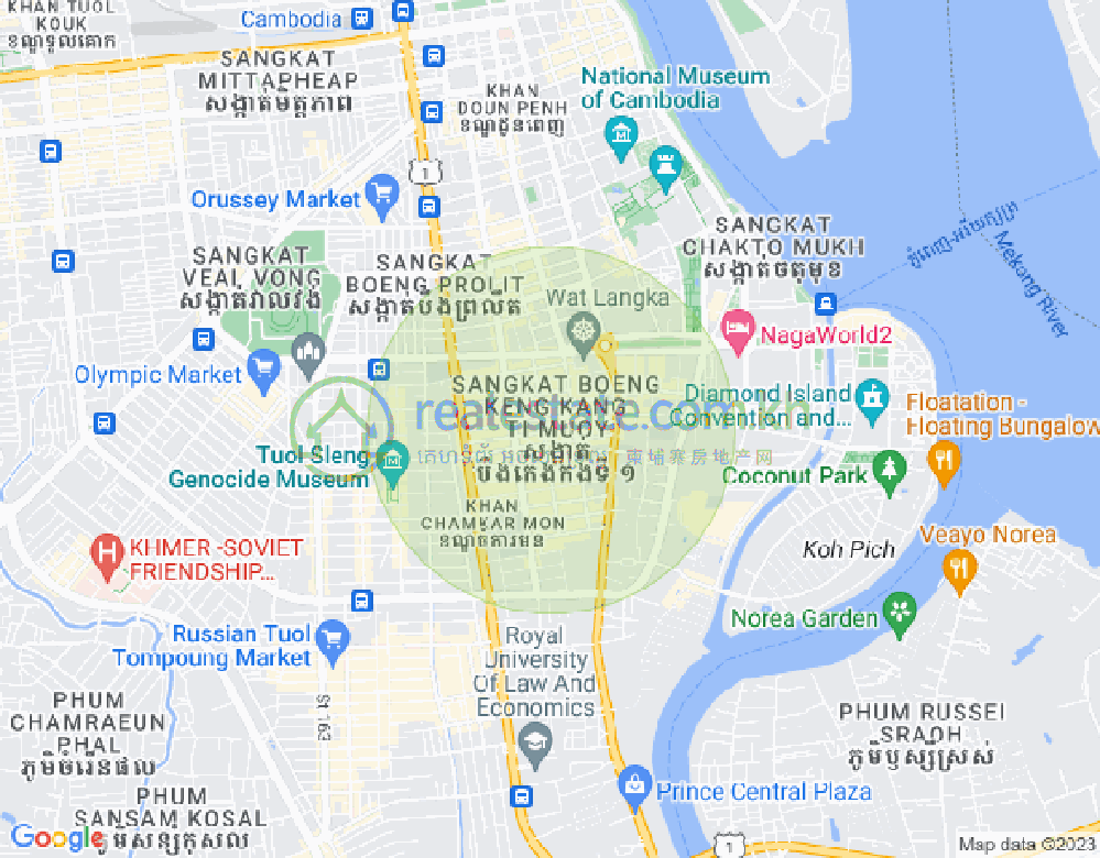 BKK 1, ボンケンコン, プノンペンの地図
