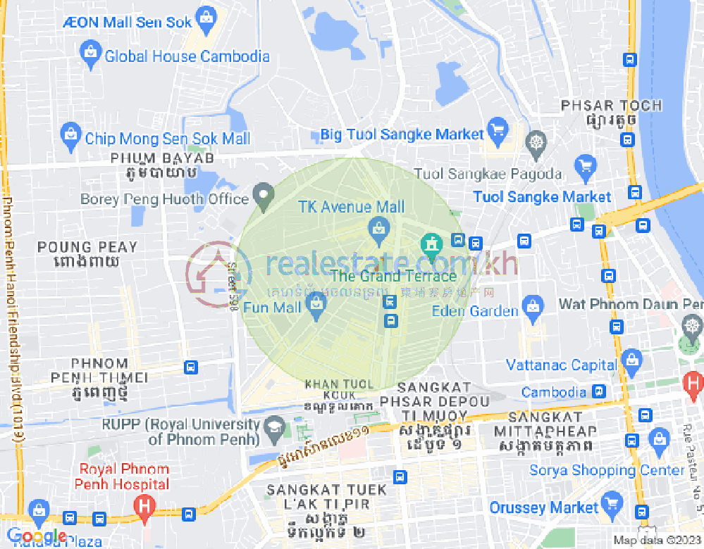 Map of Boeung Kak 1, Toul Kork, Phnom Penh