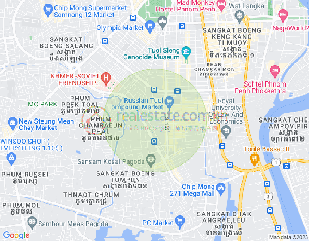 Map of Toul Tum Poung 1, Chamkarmon, Phnom Penh
