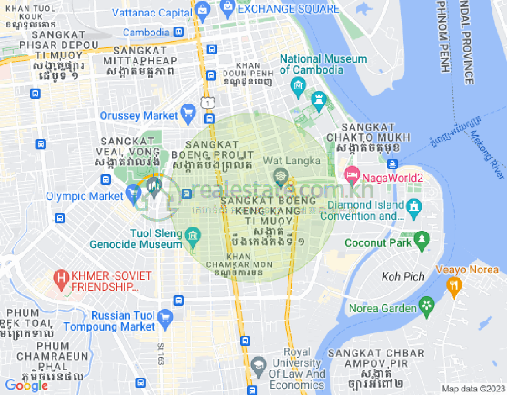 BKK 1, ボンケンコン, プノンペンの地図