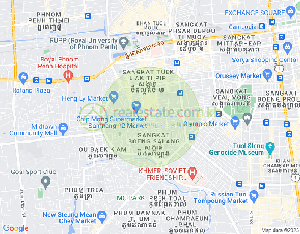 Mapa: Boeung Kak 2, Toul Kork, Phnom Penh