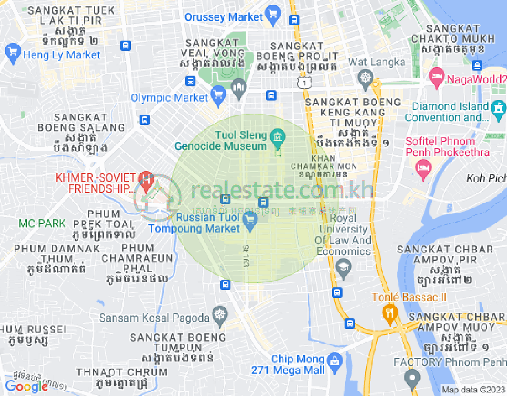 Mapa: Boeung Kak 1, Toul Kork, Phnom Penh