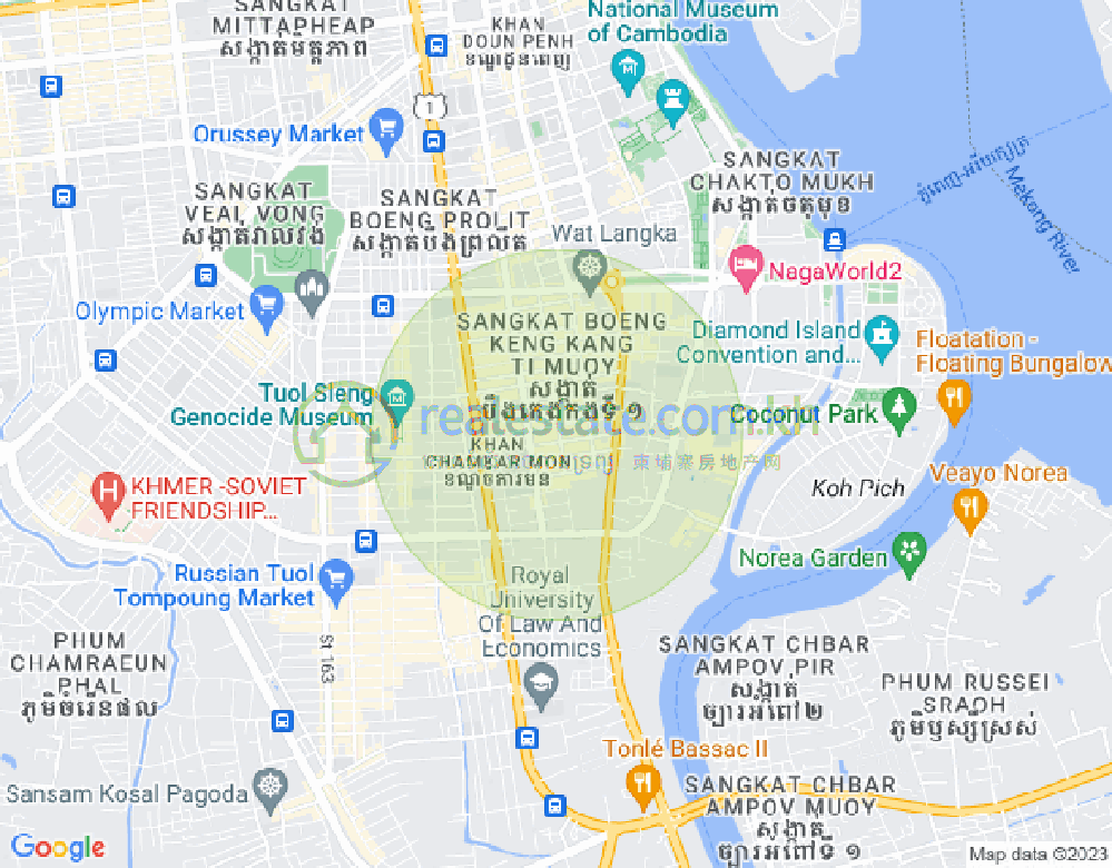 만경강1부구(BKK1), 벙껭깡, 프놈펜 지도