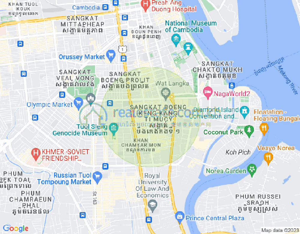 Map of BKK 1, Boeng Keng Kang, Phnom Penh