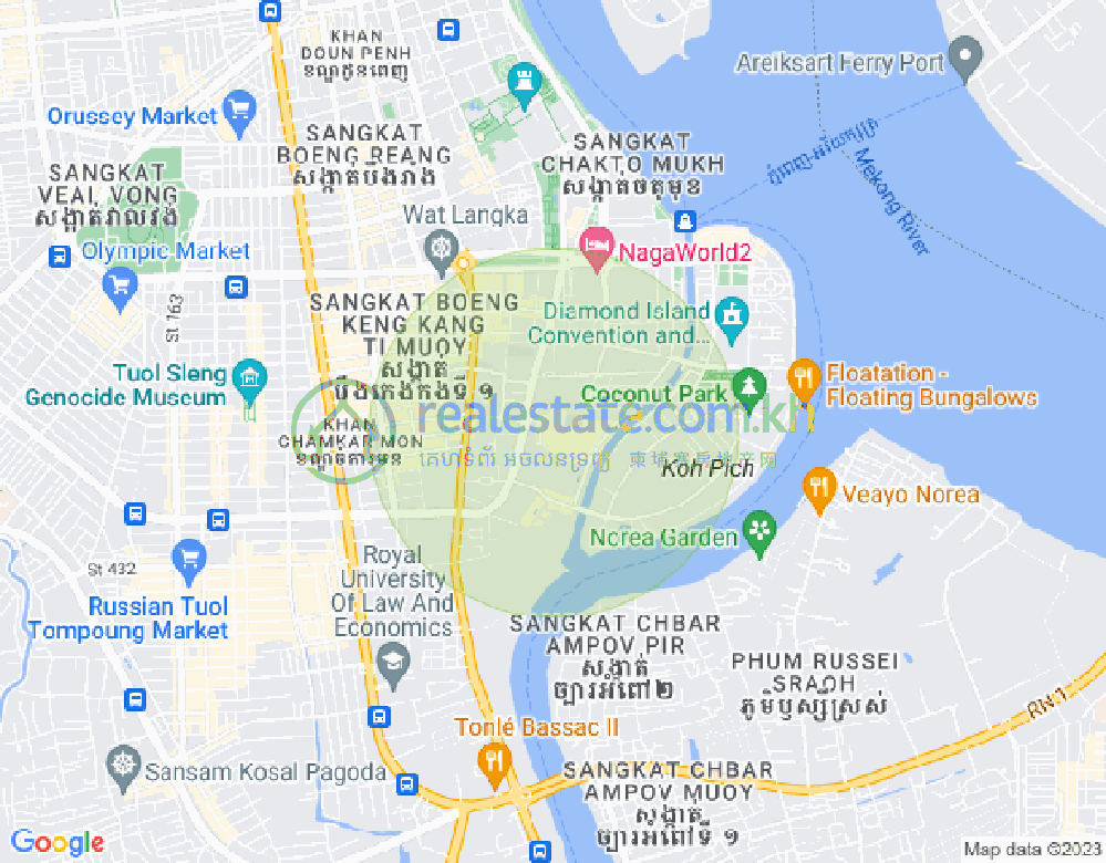 Map of Tonle Bassac, Chamkarmon, Phnom Penh