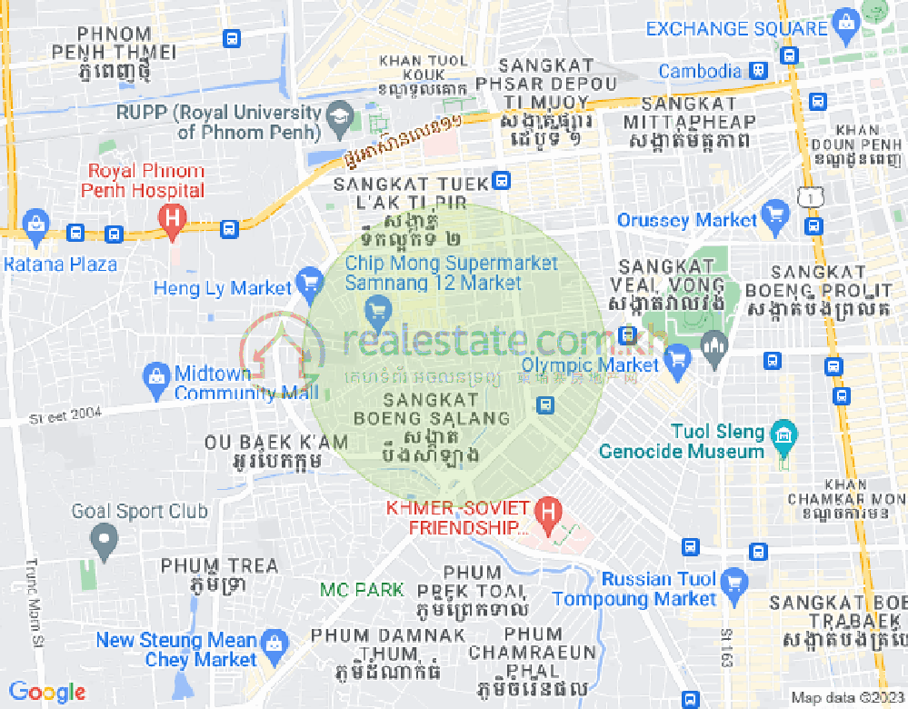 Mapa: Boeung Kak 1, Toul Kork, Phnom Penh