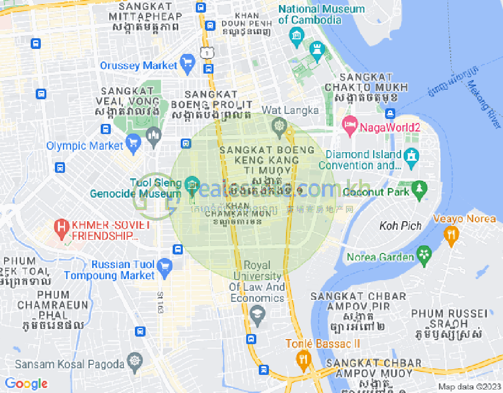 만경강1부구(BKK1), 벙껭깡, 프놈펜 지도