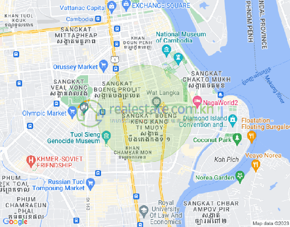 만경강1부구(BKK1), 벙껭깡, 프놈펜 지도