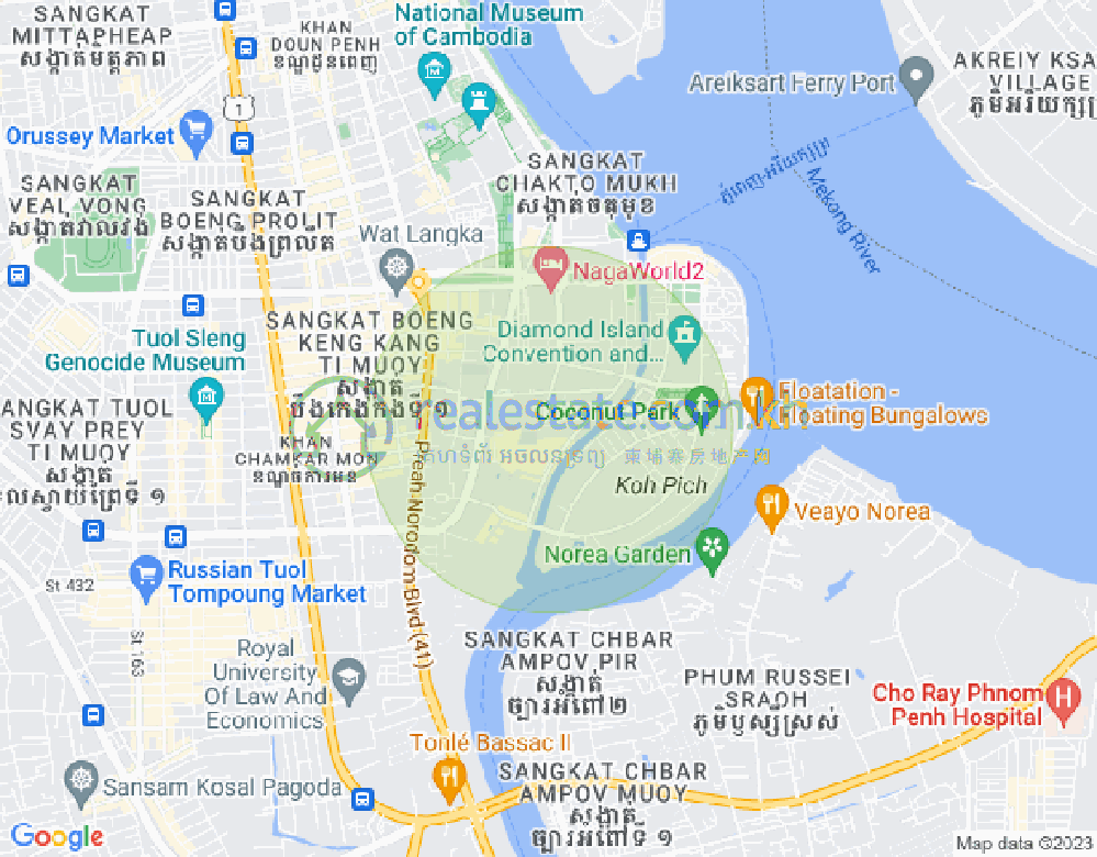 Carte de Tonle Bassac, Chamkarmon, Phnom Penh