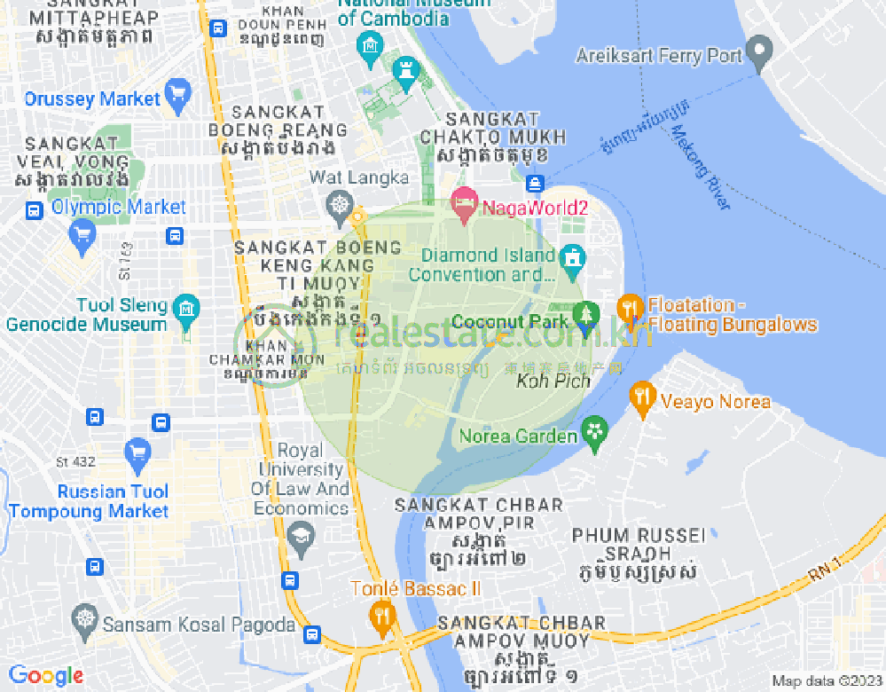 Map of Tonle Bassac, Chamkarmon, Phnom Penh