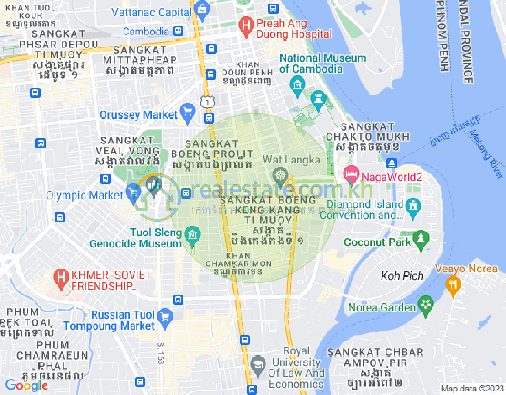 万景岗1分区（BKK1), 波哥堪, 金边地图