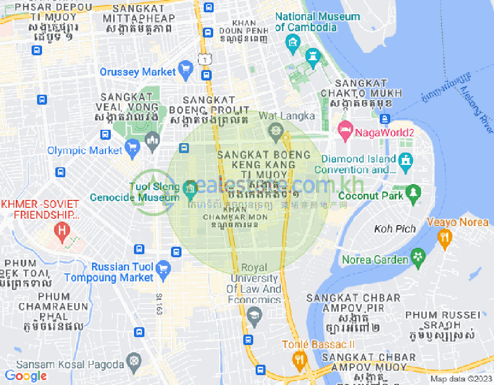 만경강1부구(BKK1), 벙껭깡, 프놈펜 지도