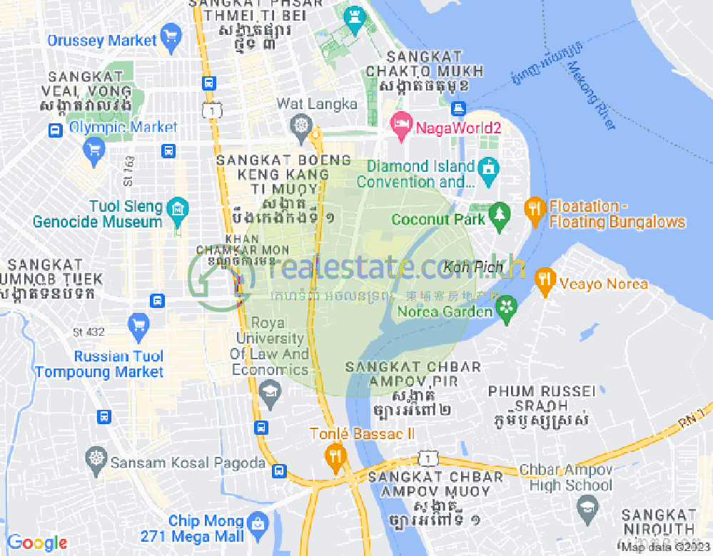Carte de Tonle Bassac, Chamkarmon, Phnom Penh