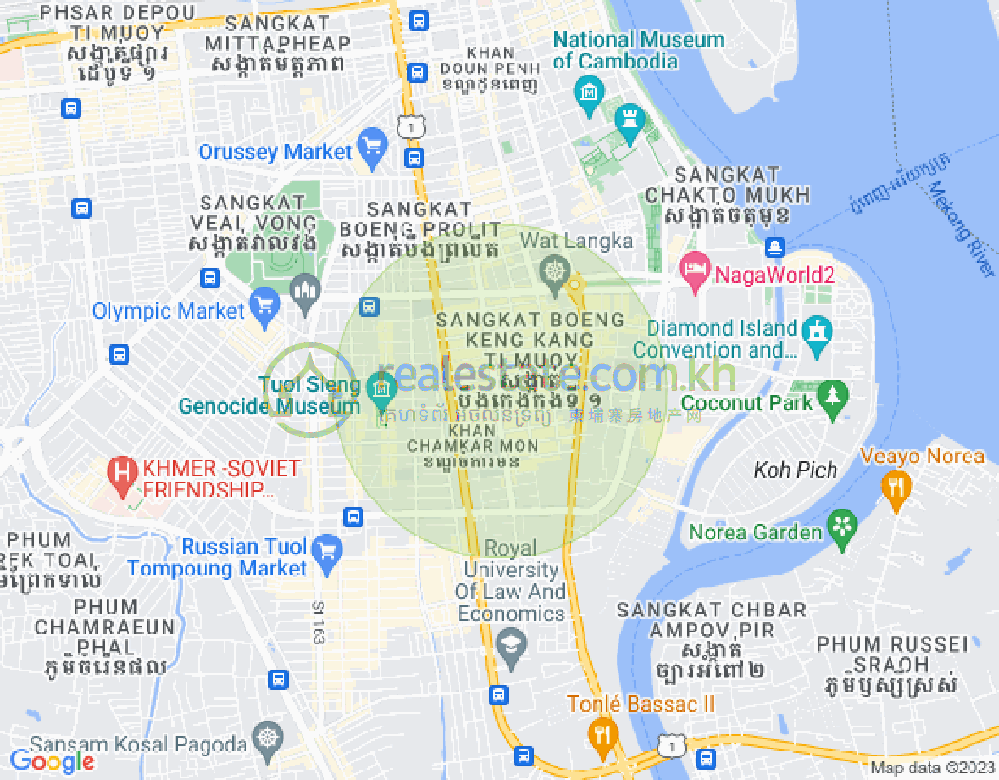 만경강1부구(BKK1), 벙껭깡, 프놈펜 지도