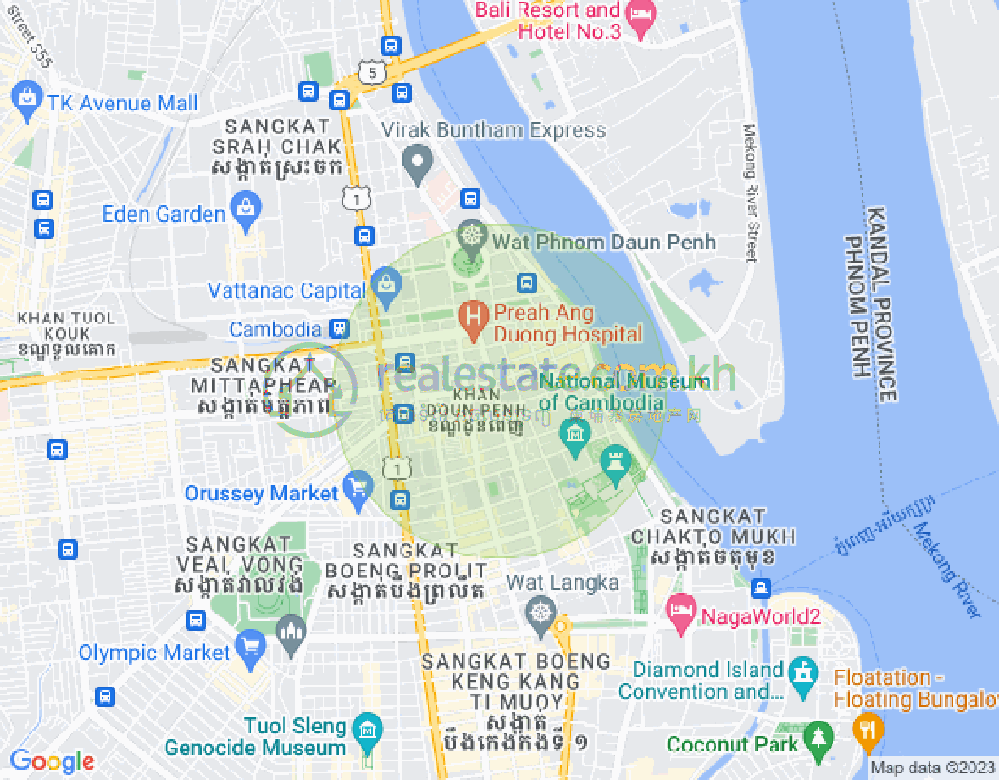 Map of Boeng Reang, Daun Penh, Phnom Penh