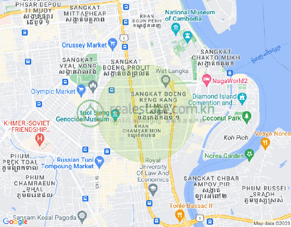 万景岗1分区（BKK1), 波哥堪, 金边地图