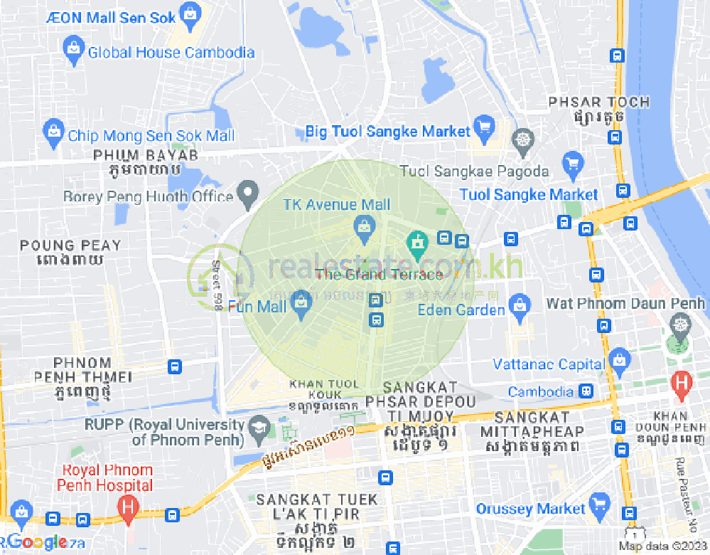 Mapa: Boeung Kak 1, Toul Kork, Phnom Penh