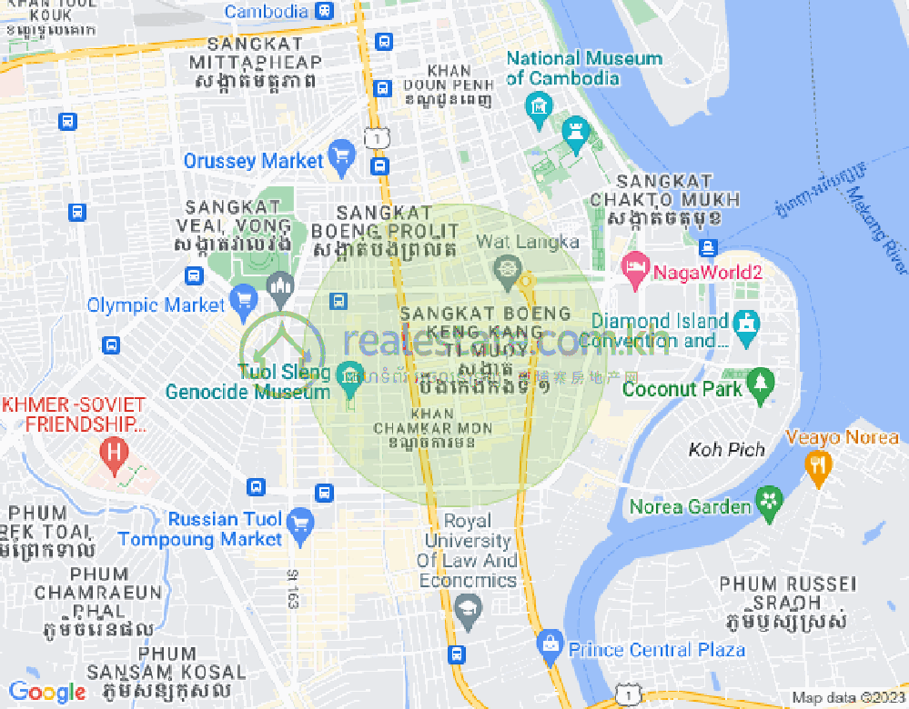 만경강1부구(BKK1), 벙껭깡, 프놈펜 지도