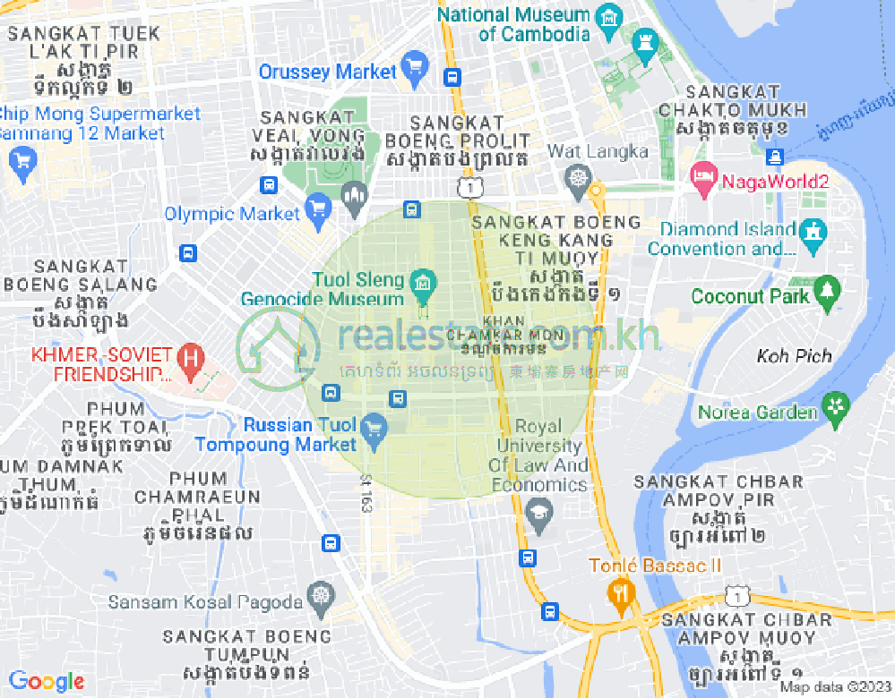 万景岗2分区（BKK2), 波哥堪, 金边地图