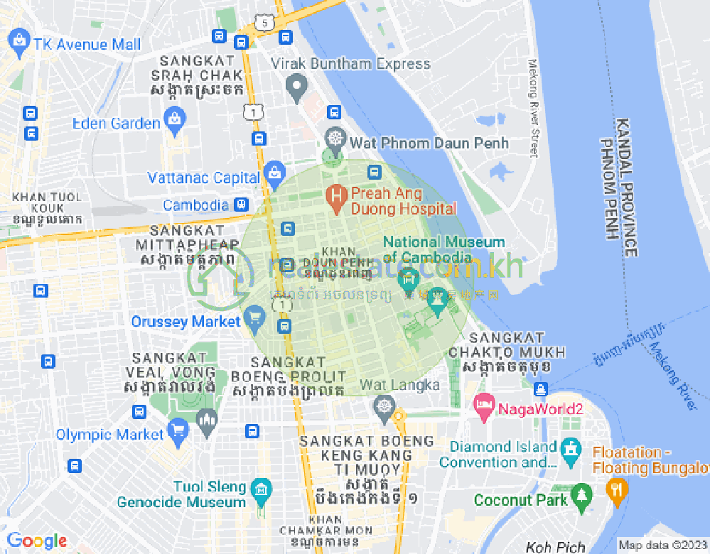 Map of Chakto Mukh, Daun Penh, Phnom Penh