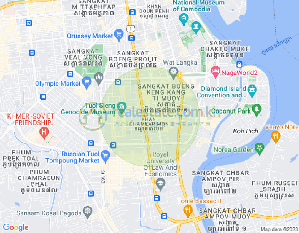 Mapa: BKK 1, Boeng Keng Kang, Phnom Penh