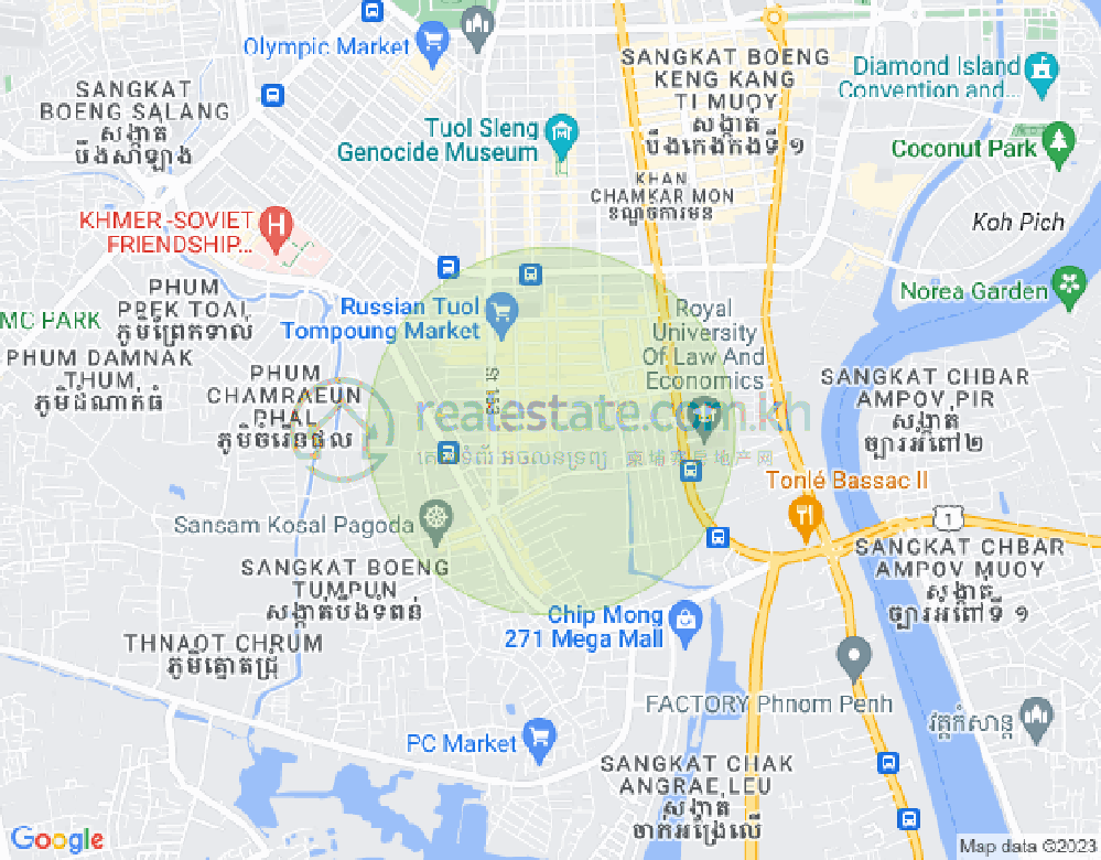 Map of Toul Tum Poung 1, Chamkarmon, Phnom Penh