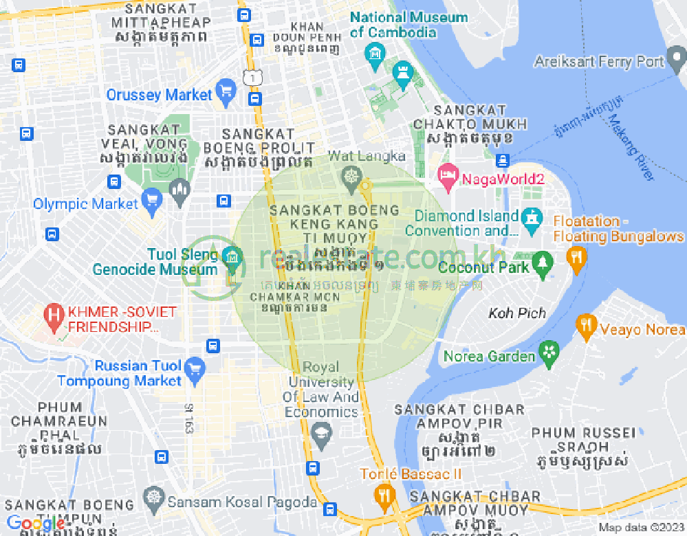 Carte de BKK 1, Boeng Keng Kang, Phnom Penh