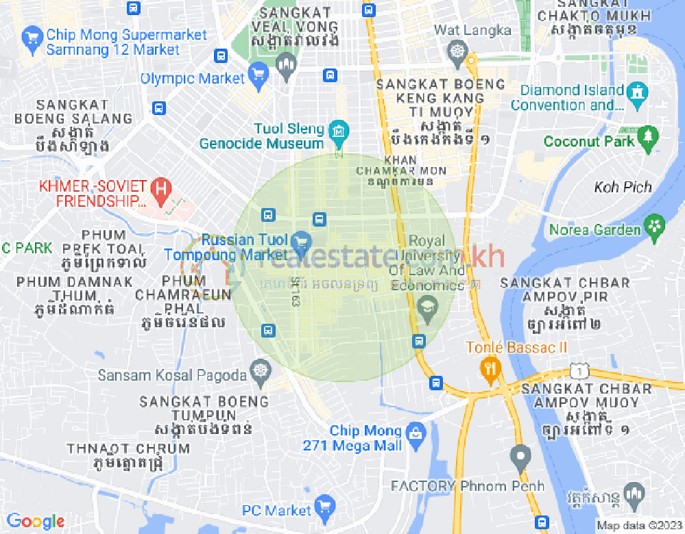 Map of Toul Tum Poung 1, Chamkarmon, Phnom Penh