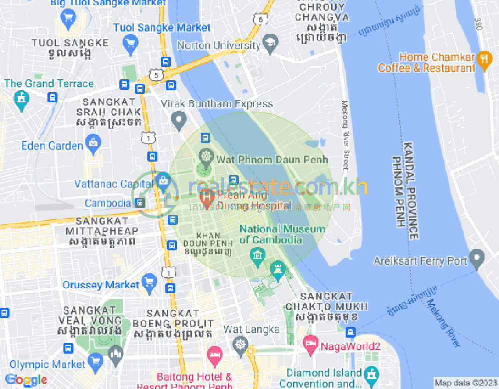 Map of Boeng Reang, Daun Penh, Phnom Penh