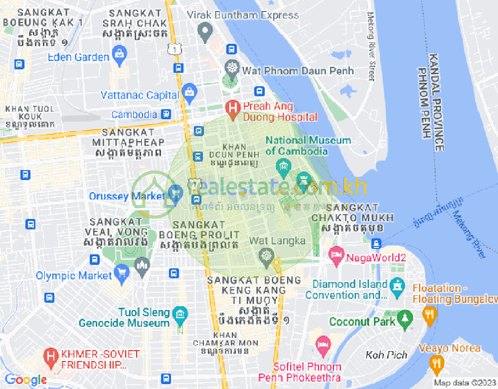 Mapa: Boeng Reang, Daun Penh, Phnom Penh