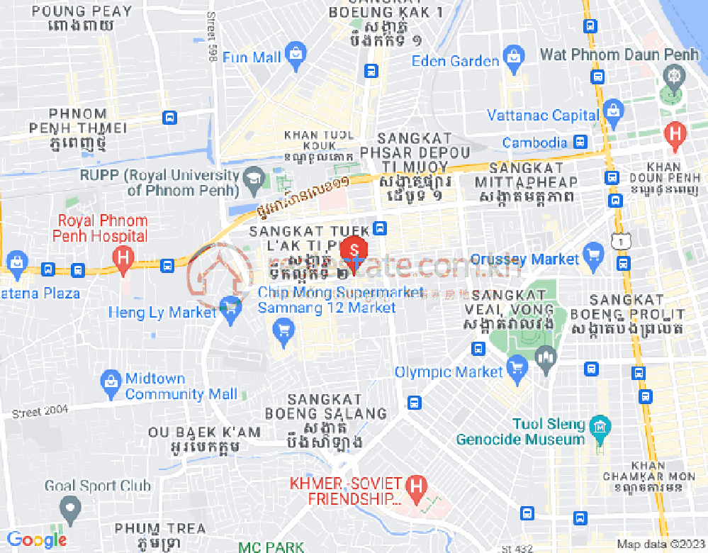 Mapa: Boeung Kak 2, Toul Kork, Phnom Penh
