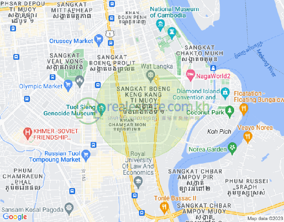万景岗1分区（BKK1), 波哥堪, 金边地图